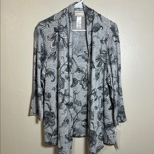 NEW Alfred Dunner Floral Gray Women's Sweater